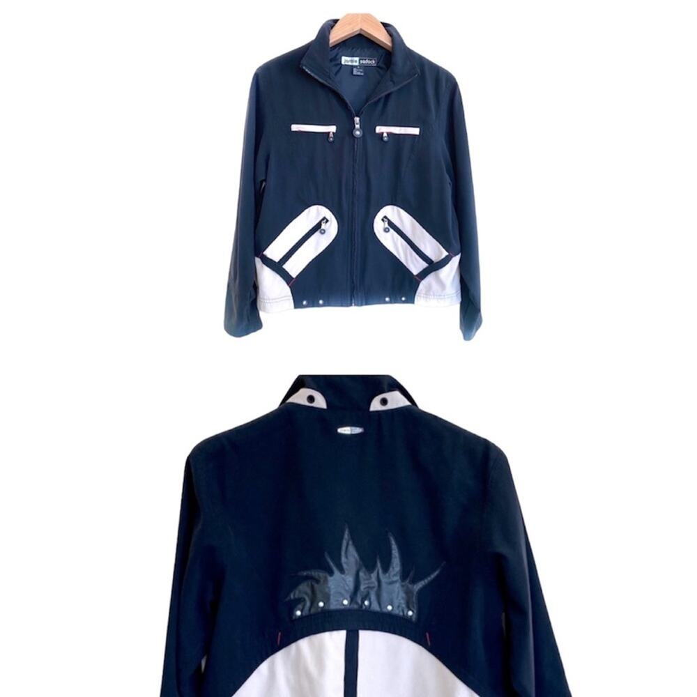 Jamie Sadock jacket women's small black cream colorblock full zip golf